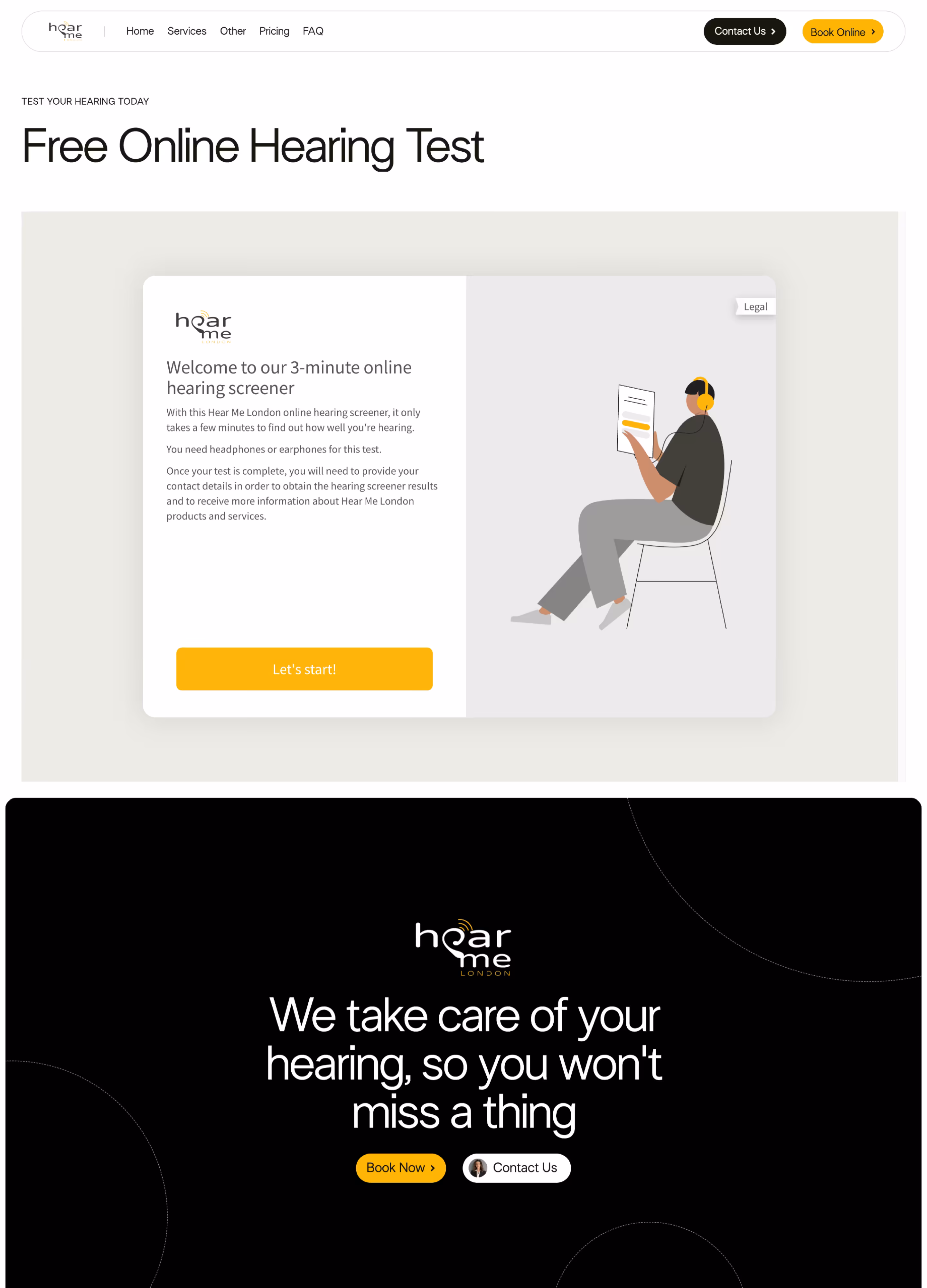 Hear Me London website full-page layout screenshot
