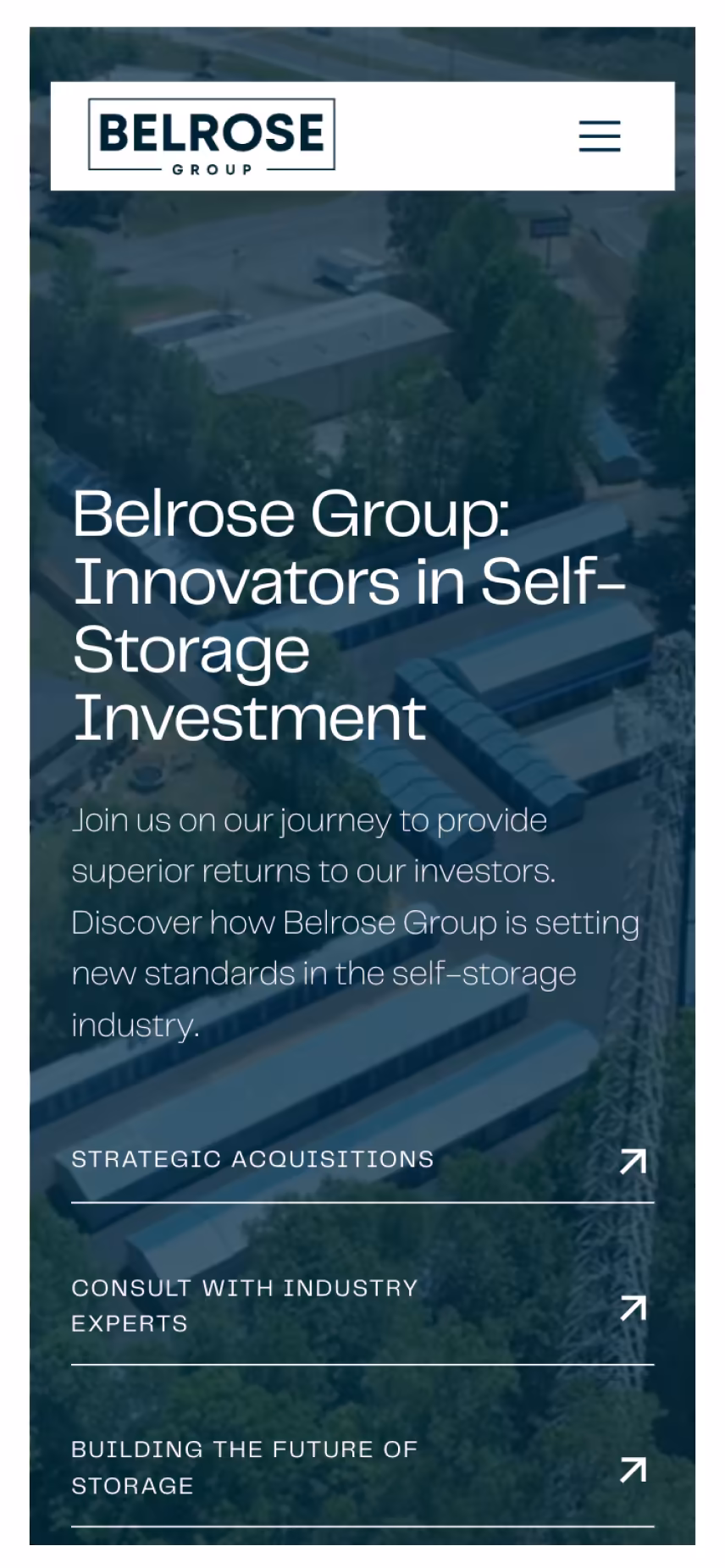 The Belrose Group website on a phone screen